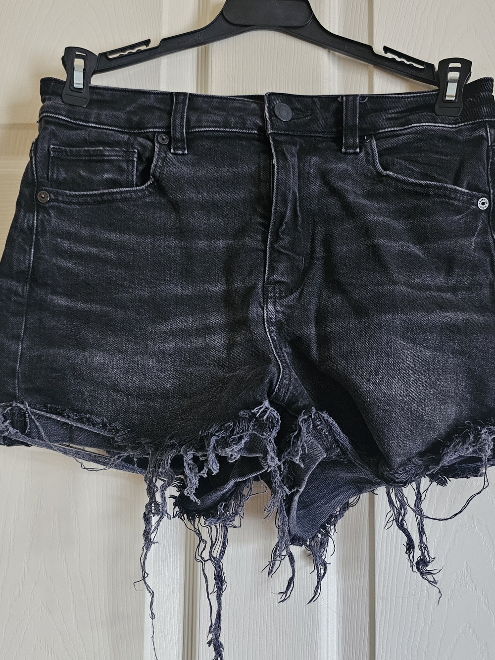 American Eagle Outfitters Black Washed Distressed Denim Shorts